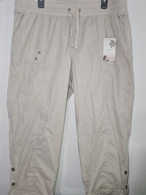 Palm Rio Crop Pants beige Cotton New With Tags Size xl adjustable pull on